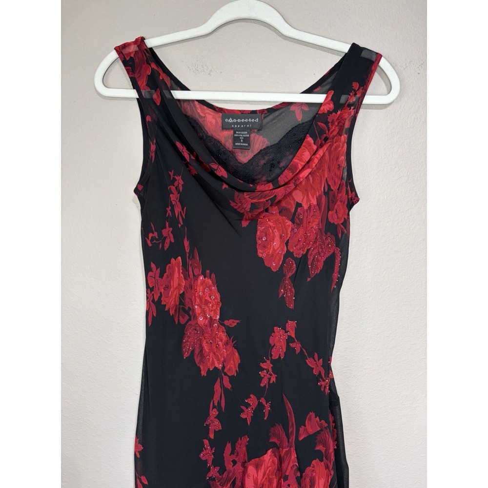 Y2K Connected Floral Fairy Grunge Cowl Neck Handkerchief Hem Dress S Whimsigoth - Picture 2 of 13